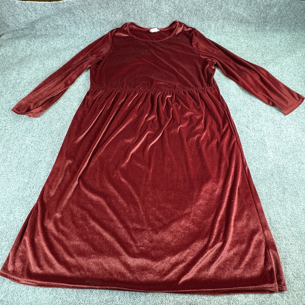 CW Classics Dress 2X Red Velvet Lagenlook Holiday Elegant Whimsigoth Romantic‎